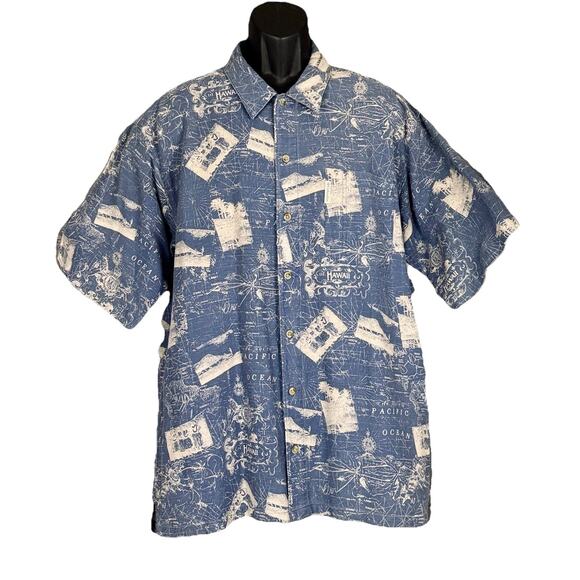 Columbia Other - Columbia Blue Button Camp Shirt LG Maui Lahaina Hawaii Island Pacific Postcards
